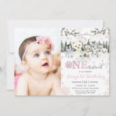 Winter Onederland Arctic Animals Snow 1st Birthday 招待状 (正面)