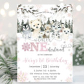 Winter Onederland Arctic Animals Snow 1st Birthday 招待状