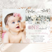 Winter Onederland Arctic Animals Snow 1st Birthday 招待状