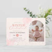 Winter Onederland Baby Arch Photo 1st Birthday 招待状 (スタンド正面)