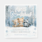 Winter Onederland Bear Blue First Birthday Party スタンダードランチョンナプキン (正面)