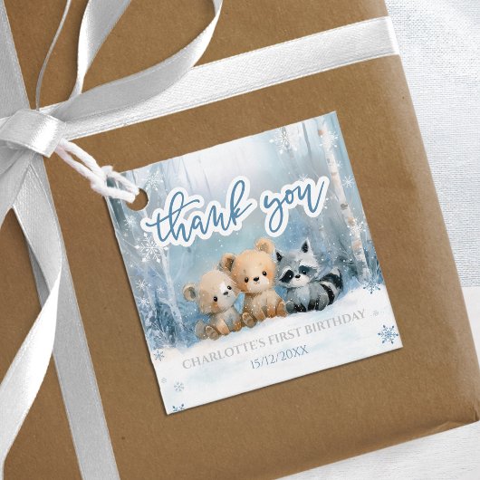 Winter Onederland Bear Blue First Birthday Party フェイバータグ