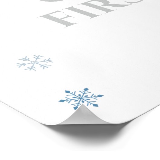 Winter Onederland Bear Blue First Welcome Sign ポスター (角)