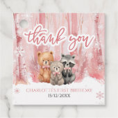 Winter Onederland Bear Pink First Birthday Party フェイバータグ (正面)