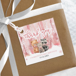 Winter Onederland Bear Pink First Birthday Party フェイバータグ