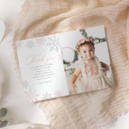 Winter Onederland Birthday Photo Thank You Card 招待状