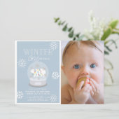 Winter Onederland Blue写真1st誕生日 招待状 (スタンド正面)