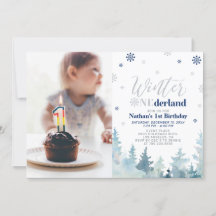 Winter Onederland Blue Boy 1st Birthday Photo Inv