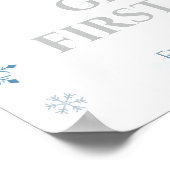 Winter Onederland Blue First Photo Welcome Sign ポスター (角)