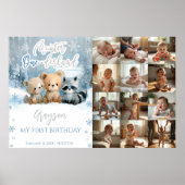 Winter Onederland Blue My First Year Photo Sign ポスター (正面)