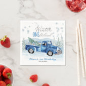 Winter Onederland Blue Truck First Birthday スタンダードカクテルナプキン (インサイチュ)