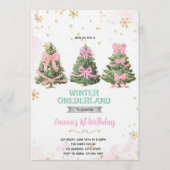 Winter Onederland bow tree invitation 招待状 (正面)