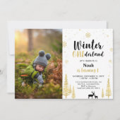 Winter Onederland, Boy 1stフォト誕生日 招待状 (正面)