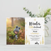 Winter Onederland, Boy 1stフォト誕生日 招待状 (スタンド正面)