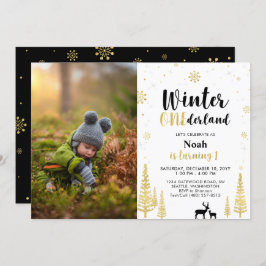 Winter Onederland, Boy 1stフォト誕生日 招待状