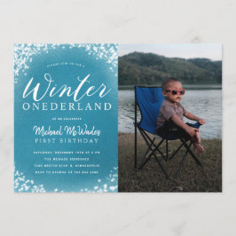 Winter Onederland Boy 1st誕生日パーティー写真 招待状