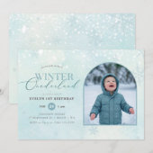 Winter Onederland Boy Girl Arch Photo 1st Birthday 招待状 (正面/裏面)