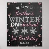 Winter ONEderland Chalkboard 1st Birthday Welcome ポスター (正面)