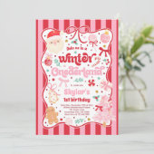 Winter Onederland Christmas Coquette Bow Birthday 招待状 (スタンド正面)