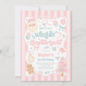 Winter Onederland Christmas Coquette Bow Birthday 招待状 (正面)