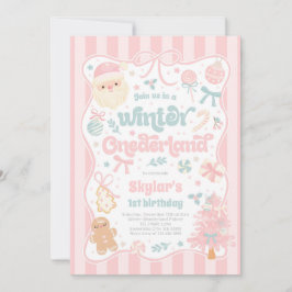 Winter Onederland Christmas Coquette Bow Birthday 招待状