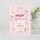 Winter Onederland Christmas Coquette Bow Birthday 招待状 (スタンド正面)