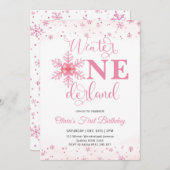 Winter Onederland Christmas Girl Birthday Party 招待状 (正面/裏面)