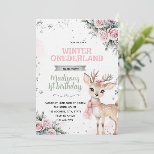 Winter Onederland deer invitation 招待状 (スタンド正面)