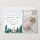 Winter ONEderland Deer Photo Invite 招待状 (正面)