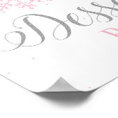 Winter Onederland Dessert Bar Sign Pink Snowflakes ポスター (角)