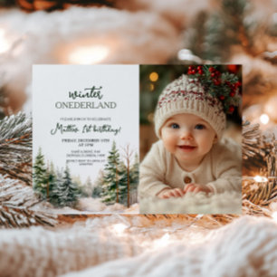 Winter Onederland First誕生日写真 招待状