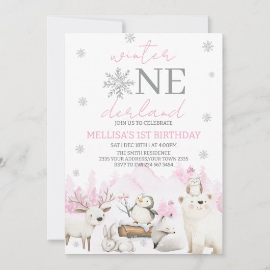 Winter ONEderland first birthday 招待状 (正面)