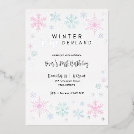 Winter ONEderland First Birthday Foil Invitation 箔招待状