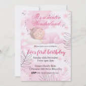  Winter Onederland First Birthday girl 招待状 (正面)