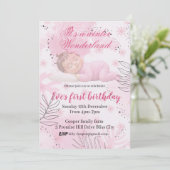  Winter Onederland First Birthday girl 招待状 (スタンド正面)