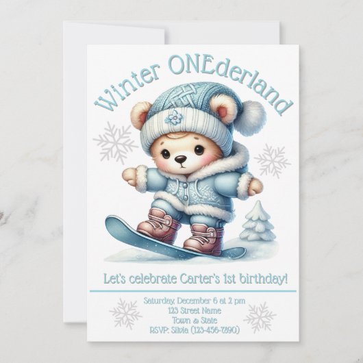 Winter ONEderland First Birthday Invitation 招待状 (正面)