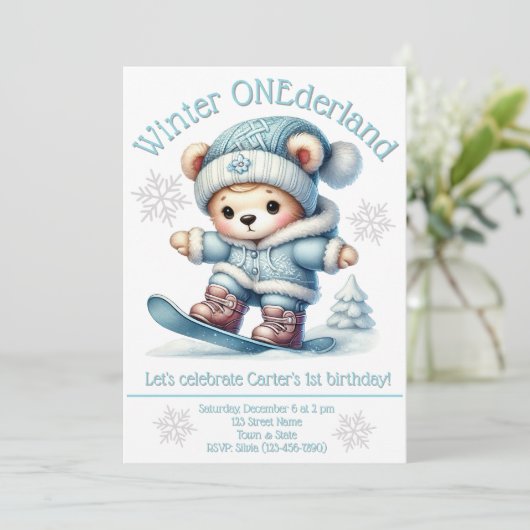 Winter ONEderland First Birthday Invitation 招待状 (スタンド正面)
