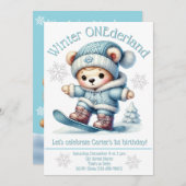 Winter ONEderland First Birthday Invitation 招待状 (正面/裏面)