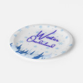 Winter Onederland First Birthday Party Plates ペーパープレート (アングル)