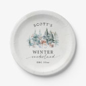 Winter ONEderland Forest Animals 1st Birthday ペーパープレート (正面)