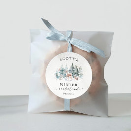 Winter ONEderland Forest Animals 1st Birthday ラウンドシール