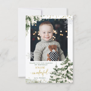 Winter Onederland Forest First誕生日(写真) サンキューカード