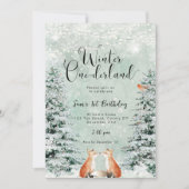 winter onederland foxes誕生日パーティーへの招待 招待状 (正面)