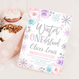 Winter ONEderland Girl 1st Birthday Invitation 招待状