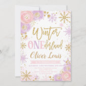 Winter ONEderland Girl 1st Birthday Invitation 招待状 (正面)