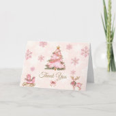 Winter Onederland Girl 1st Birthday Pink Snowflake サンキューカード (正面)