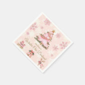 Winter Onederland Girl 1st Birthday Pink Snowflake スタンダードカクテルナプキン (角)