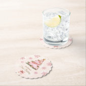 Winter Onederland Girl 1st Birthday Pink Snowflake ペーパーコースター (インサイチュ)