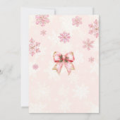Winter Onederland Girl 1st Birthday Pink Snowflake 招待状 (裏面)