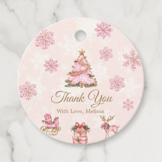 Winter Onederland Girl 1st Birthday Thank You フェイバータグ (正面)